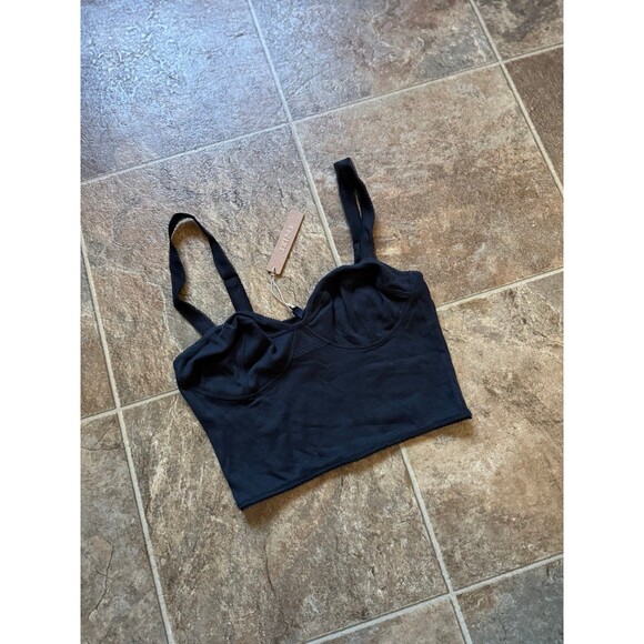 Skims Cotton Rib Picot Cropped Cami Soot Size Medium - Picture 5 of 12